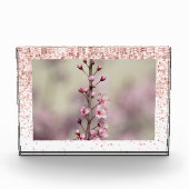 ピンクスパークルグリッターパーソナライズされた写真 フォトブロック (正面)