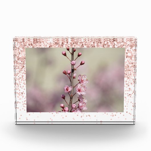 ピンクスパークルグリッターパーソナライズされた写真 フォトブロック