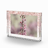 ピンクスパークルグリッターパーソナライズされた写真 フォトブロック