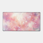 ピンクスパークルグリッター個人用ホームオフィス デスクマット (正面)