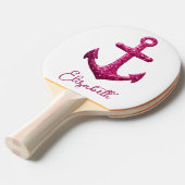 ピンクスパークルグリッター航海のセーリングいかり名 卓球ラケット (正面アングル)