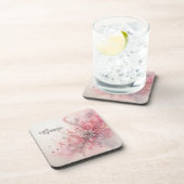 ピンクスパークルグリッター パーソナライズされた コースター (右側)