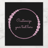 ピンクスパークルジェムズサークルカスタム ワインラベル (シングルラベル)