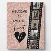 ピンクスパークルスウィート16誕生日ウェルカムフォト フォトプラーク (正面)