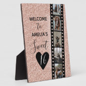 ピンクスパークルスウィート16誕生日ウェルカムフォト フォトプラーク (側面)