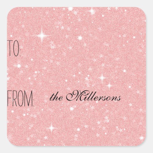 ピンクスパークルスギフトラベル スクエアシール (正面)