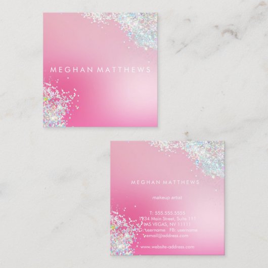 ピンクスパークルスタイルリスト四角名刺 スクエア名刺 (正面/裏面)