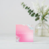 ピンクスパークルスタイルリスト四角名刺 スクエア名刺 (スタンド正面)