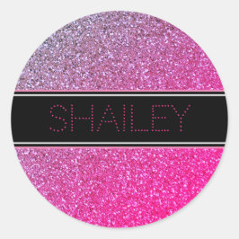 ピンクスパークルステッカーまたは封筒シール ラウンドシール