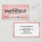 ピンクスパークルズシルクヘア&化粧トレンディー 名刺 (正面/裏面)