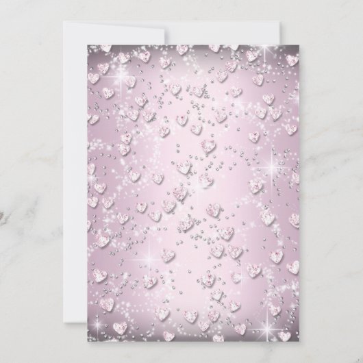 ピンクスパークルティアラ&ハートキンセアニェラ招待状 招待状 (裏面)