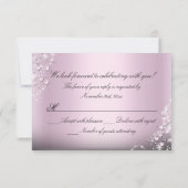 ピンクスパークルティアラ&ハートキンセアニェラRSVP 出欠カード (裏面)