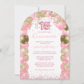 ピンクスパークルドレスキンセアニラバルーン招待状 招待状 (裏面)