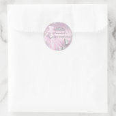 ピンクスパークルドレスティアラキンセアニェラステッカー ラウンドシール (バッグ)