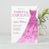 ピンクスパークルドレス30th誕生日パーティー 招待状 (スタンド正面)
