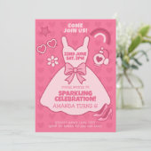 ピンクスパークルバースデーパーティー、ガールドレステーマ 招待状 (スタンド正面)