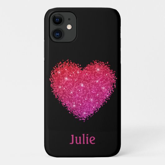 ピンクスパークルパーソナライズされたハート Case-Mate iPhoneケース (裏面)