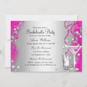 ピンクスパークルヒール&カクテルバチェロレッテ 招待状 (正面)