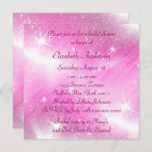 ピンクスパークルピンクブライダルシャワー 招待状 (正面/裏面)