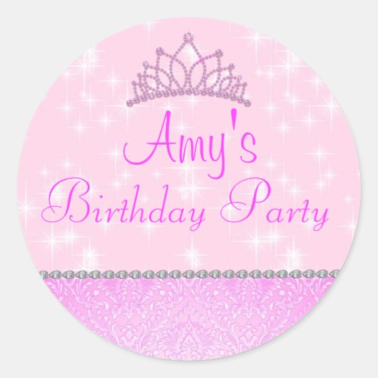 ピンクスパークルプリンセスシール ラウンドシール (正面)