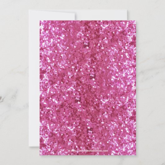 ピンクスパークルルックボウフォト卒業招待状 招待状 (裏面)