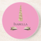 ピンクスパークル金ゴールドグレームユニコーン コースター (正面)