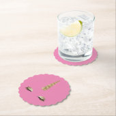 ピンクスパークル金ゴールドグレームユニコーン ペーパーコースター (インサイチュ)