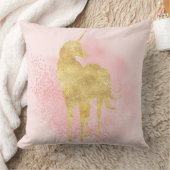 ピンクスパークル金ゴールドユニコーン クッション (ブランケット)