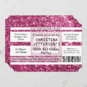 ピンクスパークル50thバースデーパーティーチケット 招待状 (正面/裏面)