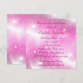 ピンクスパークル ピンクのブライダルシャワー 招待状 (正面/裏面)