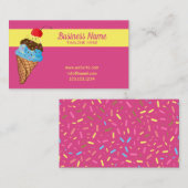 ピンクスプユニークリンクルズさくらんぼアイスクリームコーン 名刺 (正面/裏面)
