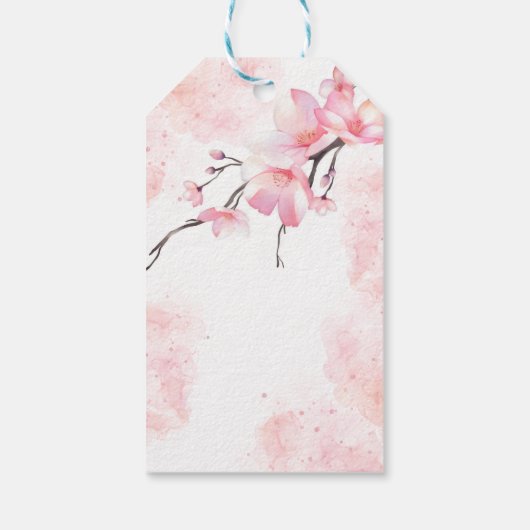 ピンクスプラッシュさくらんぼブロッサムフローラ誕生日 ギフトタグ (裏面)