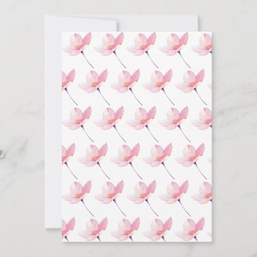 ピンクスプラッシュさくらんぼブロッサムフローラ誕生日 招待状 (裏面)