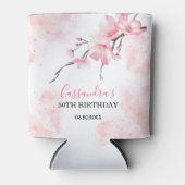 ピンクスプラッシュさくらんぼブロッサムフローラ誕生日 缶クーラー (正面)