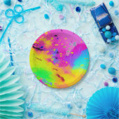 ピンクスプラッシュと抽象芸術の絵を描増加 ペーパープレート (パーティー)