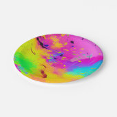 ピンクスプラッシュと抽象芸術の絵を描増加 ペーパープレート (アングル)