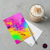 ピンクスプラッシュと抽象芸術の絵を描増加 ポストカード