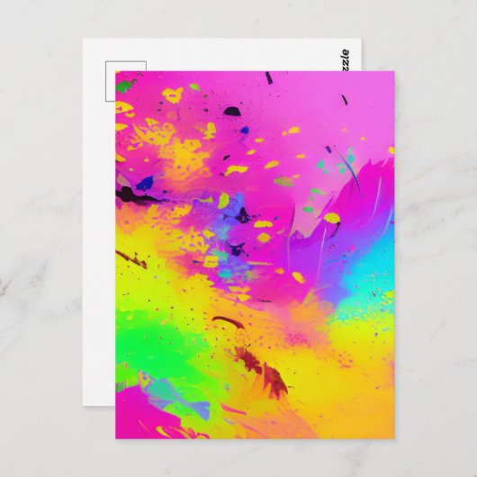 ピンクスプラッシュと抽象芸術の絵を描増加 ポストカード (正面/裏面)
