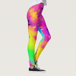 ピンクスプラッシュと抽象芸術の絵を描増加 レギンス