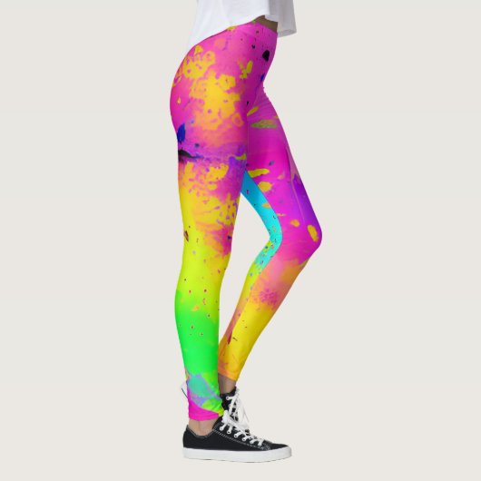 ピンクスプラッシュと抽象芸術の絵を描増加 レギンス (右)