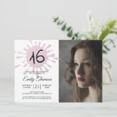 ピンクスプラッシュスウィート16 16th誕生日パーティーフォト 招待状 (スタンド正面)