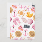 ピンクスプラッシュビーチバッシュ誕生日 招待状 (裏面)