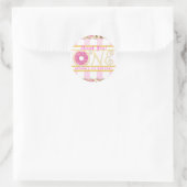 ピンクスプレッルドーナットドーナツONE 1st誕生日パーティー ラウンドシール (バッグ)