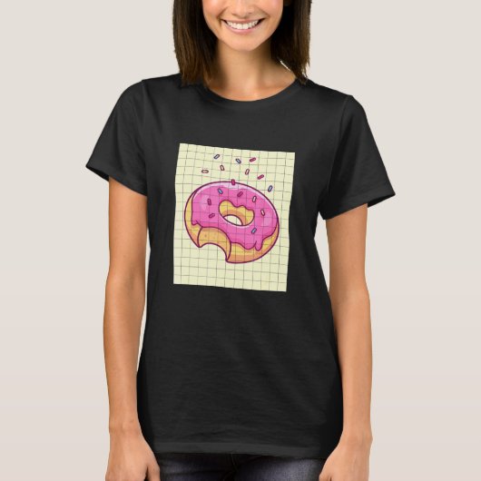 ピンクスプレッルドーナツドーナツグルメ食品 Tシャツ (正面)