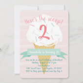 ピンクスプレッレスアイスクリーム誕生日招待状 招待状 (正面)