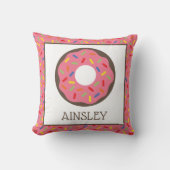ピンクスプレッレドナツパーソナライズされた装飾用クッション クッション (正面)