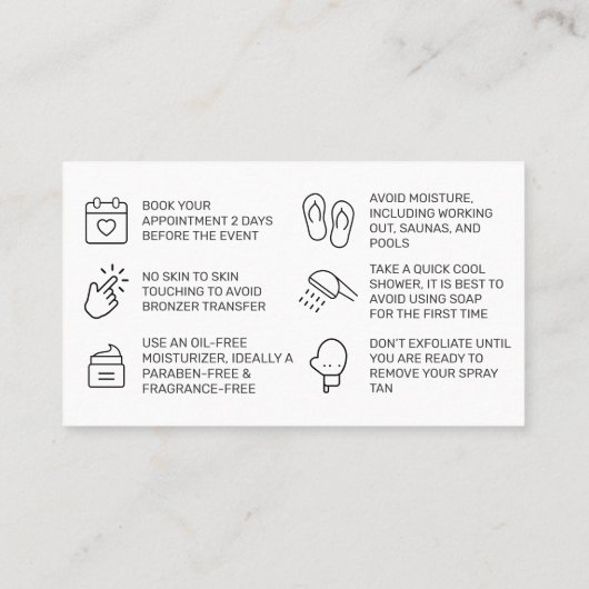 ピンクスプレータンアフターケアカード 名刺 (裏面)