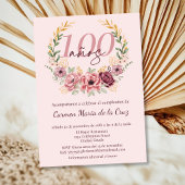 ピンクスペインののエレガントフローラ100th誕生日パーティー 招待状