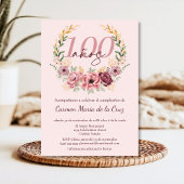 ピンクスペインののエレガントフローラ100th誕生日パーティー 招待状