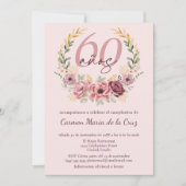 ピンクスペインののエレガントフローラ60th誕生日パーティー 招待状